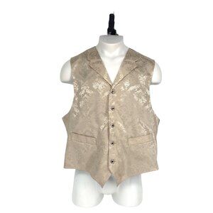 Frontier Classics Mens XL Ivory Vest Paisley Button Collar Adjustable Back